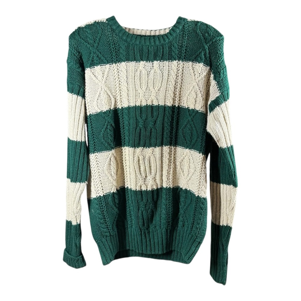 Vintage 80’s Claybrooke Striped Cable Knit Sweater - Picture 2 of 4